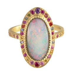 Tomfoolery Opal & Sapphire Pebble Art Ring Clearance