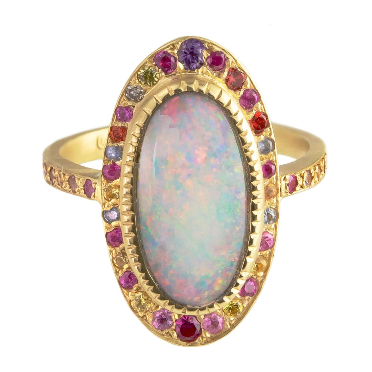 Tomfoolery Opal & Sapphire Pebble Art Ring Clearance