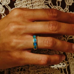 Tomfoolery Opal Inlay Deep Blue Band Online