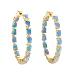 Tomfoolery Opal Pear Cut Hoops Fashion