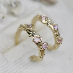 Tomfoolery Opalescent Pink Sapphire Gold Fae Hoops Outlet