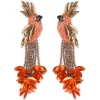 Tomfoolery Orange Bird of Paradise Beaded Earrings New