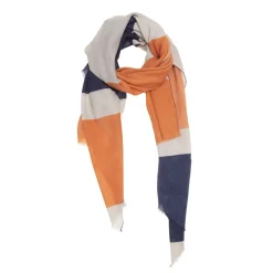 Tomfoolery Orange, Blue and Taupe Geometric Scarf Discount