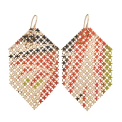 Tomfoolery Orange Frond Mesh Drop Earrings Discount