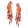 Tomfoolery Orange Gold Peacock Beaded Earrings Outlet