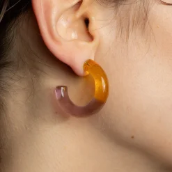 Tomfoolery Orange Pink Two Tone Glass Hoops Best