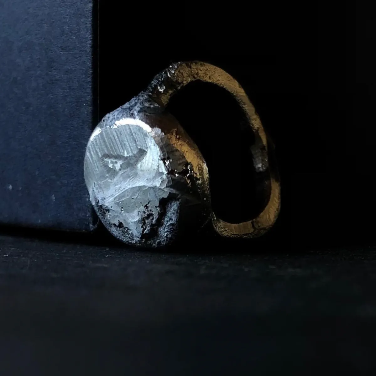Tomfoolery “Orbe” Textured Tin Signet Ring Sale