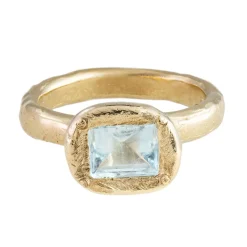 Tomfoolery Organic Aquamarine & 9ct Yellow Gold Ring Hot
