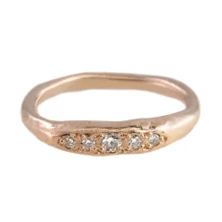 Tomfoolery Organic Five Diamond & 9ct Rose Gold Ring Clearance