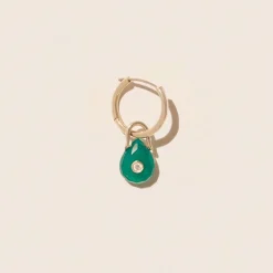 Tomfoolery Orso Green Onyx & 9ct Yellow Gold Single Earring Fashion