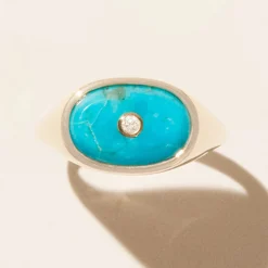 Tomfoolery Orso Turquoise & 9ct Yellow Gold Signet Ring Sale