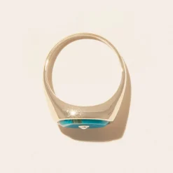 Tomfoolery Orso Turquoise & 9ct Yellow Gold Signet Ring Sale