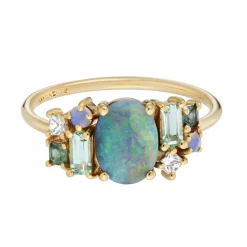Tomfoolery Oval Cabochon Opal Mosaic Art Ring New