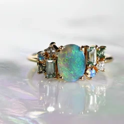 Tomfoolery Oval Cabochon Opal Mosaic Art Ring New
