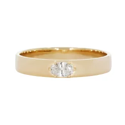 Tomfoolery Oval East-West Diamond Solitaire Wide Ring Hot