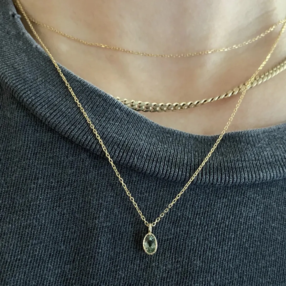 Tomfoolery Oval Green Sapphire Wisp Necklace Best
