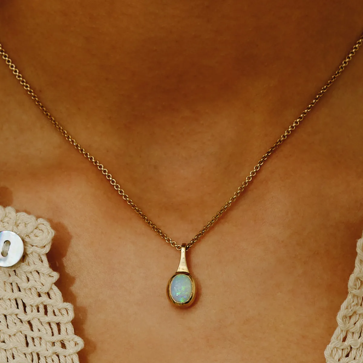 Tomfoolery Oval Opal Pendant Outlet