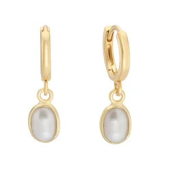 Tomfoolery Oval Pearl Drop Hoop Earrings Best