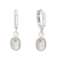 Tomfoolery Oval Pearl Drop Hoop Earrings Best