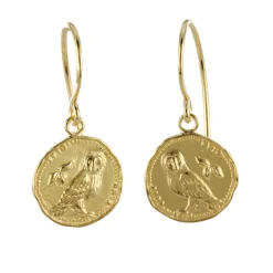 Tomfoolery Owl Coin Earrings in Gold Vermeil Sale