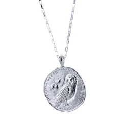 Tomfoolery Owl Coin Pendant in Silver Sale