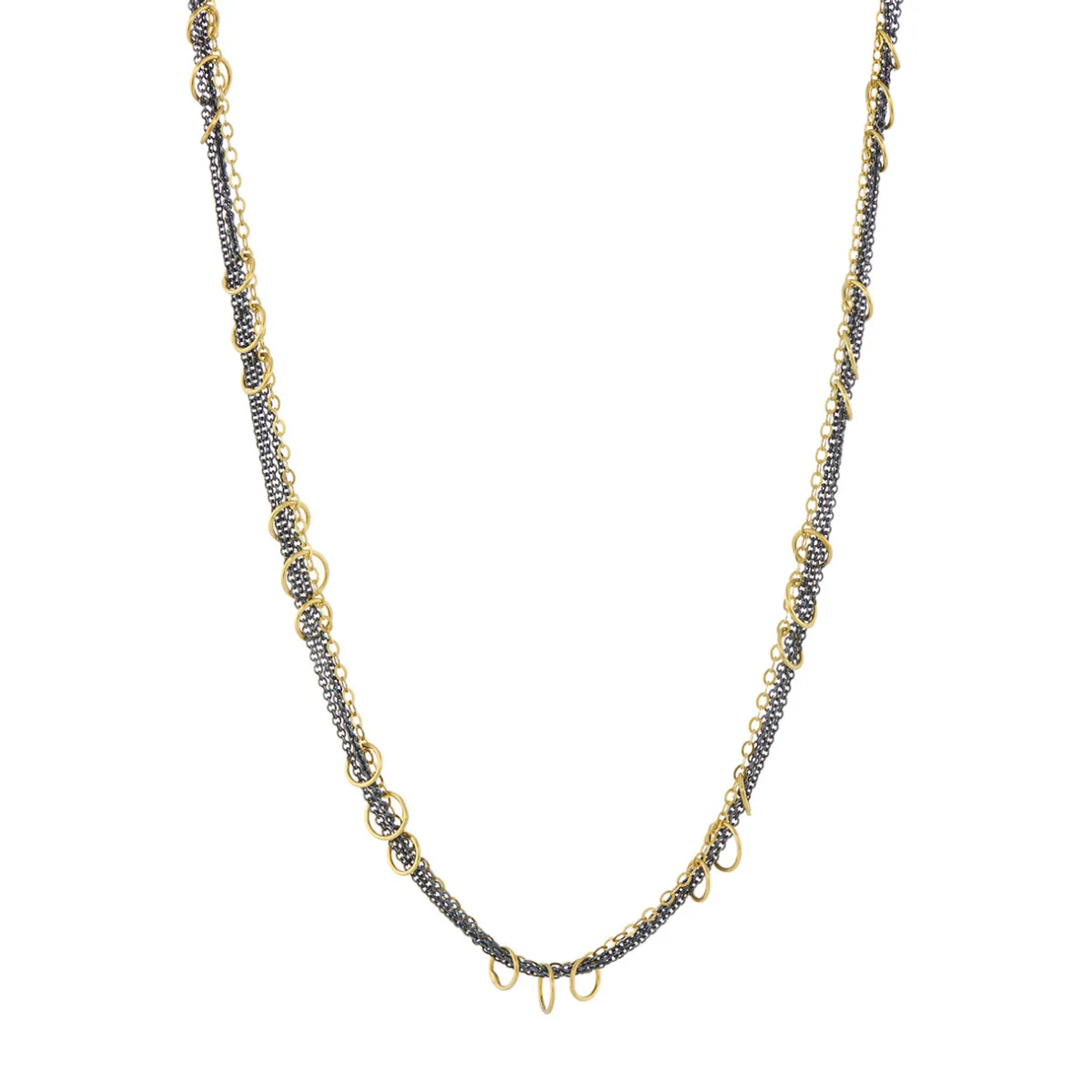 Tomfoolery Oxidised Silver & Gold Vermeil Disc Necklace Sale