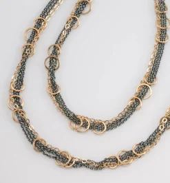 Tomfoolery Oxidised Silver & Gold Vermeil Disc Necklace Sale