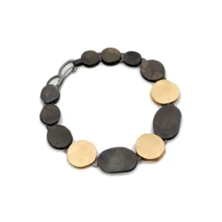 Tomfoolery Oxidised Silver & Gold-Plated Silver Pebble Bracelet Hot