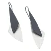 Tomfoolery Oxidised Silver & Silver Double Long Triangle Drop Earrings Discount