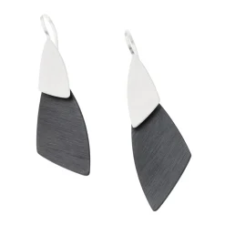 Tomfoolery Oxidised Silver & Silver Double Triangle Drop Earrings Best