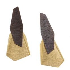 Tomfoolery Oxidised Silver and Gold-Plated Large Angle Drop Earrings Online