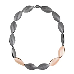 Tomfoolery Oxidised Silver and Rose Gold Plated Statement Necklace Fashion