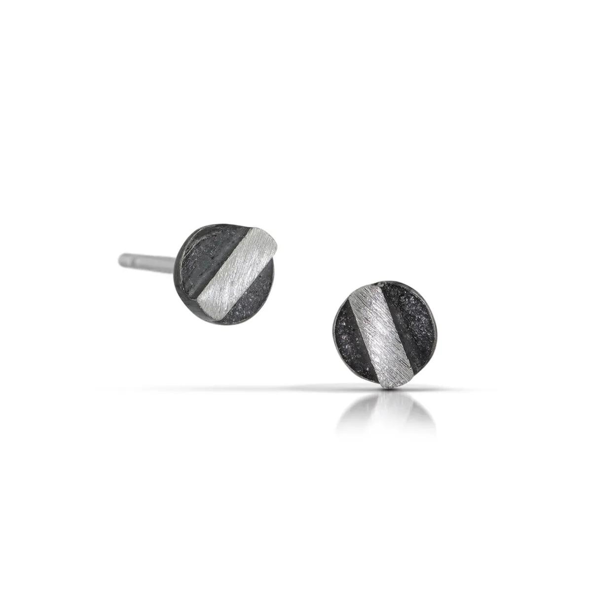 Tomfoolery Oxidised Silver Circle Bar Studs Online