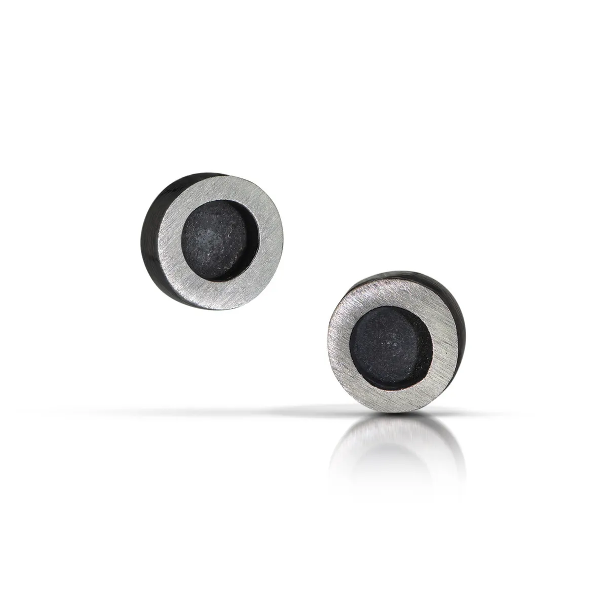 Tomfoolery Oxidised Silver Circle Border Studs Outlet