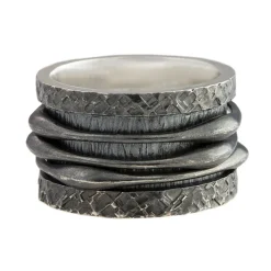 Tomfoolery Oxidised Silver Curve Spinning Ring Online