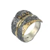 Tomfoolery Oxidised Silver, Gold & Brown Diamond Wrap Ring Online