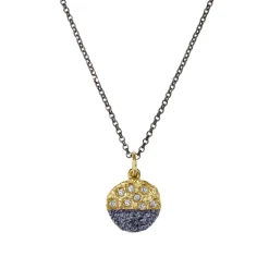 Tomfoolery Oxidised Silver, Gold & Diamond Scatter Pendant Outlet