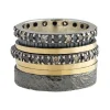 Tomfoolery Oxidised Silver, Gold and Double Row Diamond Textured Spinning Ring 1 Hot