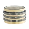 Tomfoolery Oxidised Silver, Gold and Diamond Zebra Spinning Ring Discount