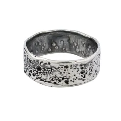 Tomfoolery Oxidised Silver Moon Crater Ring Outlet
