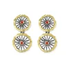 Tomfoolery Oxidised Silver, Ruby & Gold Double Disc Drop Earrings Discount