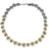 Tomfoolery Oxidised Silver, Ruby & Gold Disc Necklace Hot