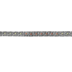 Tomfoolery Oxidised Silver, Ruby & Gold Square Link Bracelet Clearance