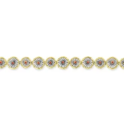 Tomfoolery Oxidised Silver, Ruby & Gold Disc Bracelet Outlet
