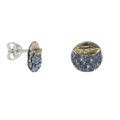 Tomfoolery Oxidised Silver Textured Round Studs Discount