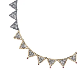 Tomfoolery Oxidised Silver Textured Ruby Wave Necklace New