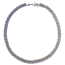 Tomfoolery Oxidised Silver Textured Ruby Tag Necklace Sale
