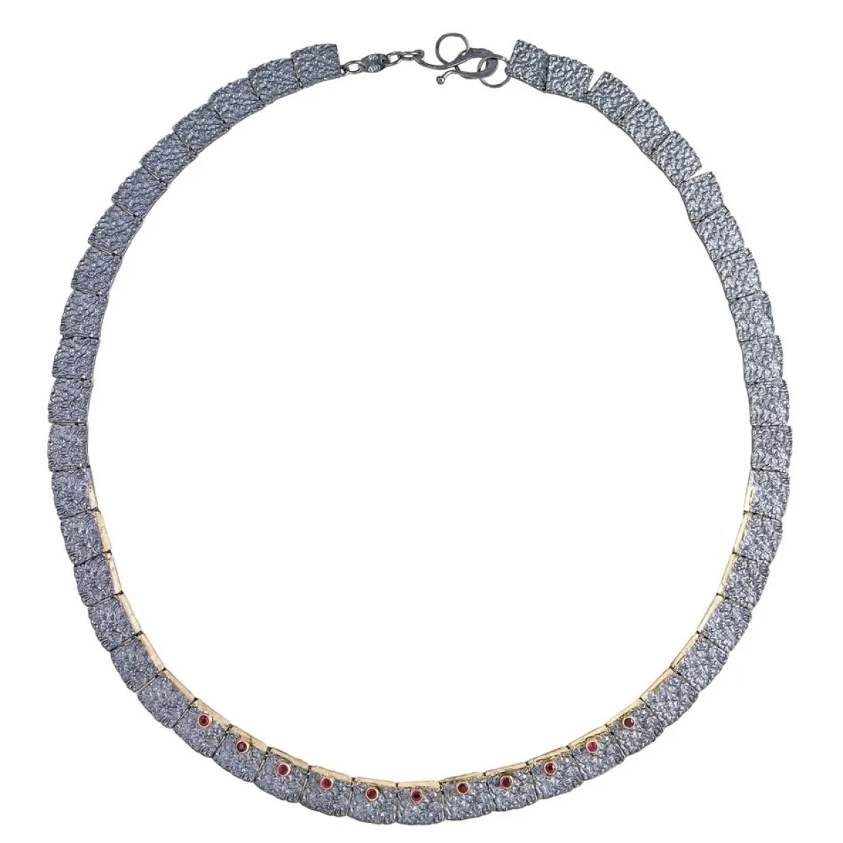 Tomfoolery Oxidised Silver Textured Ruby Tag Necklace Sale