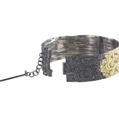 Tomfoolery Oxidised Silver Textured Ruby Hinged Bangle Best