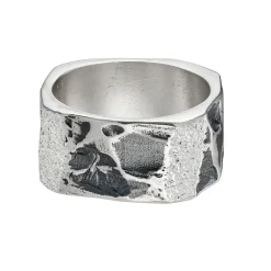Tomfoolery Oxidised Silver Wide Square Ring Discount